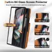 Samsung Galaxy Z Fold4 Leather Case with Card Holder & Tempered Film - Brown - 7
