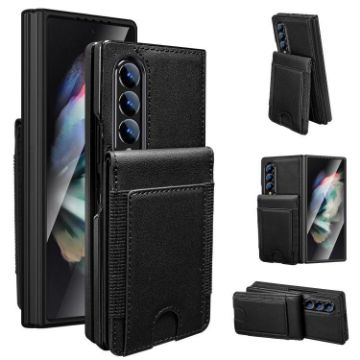 Samsung Galaxy Z Fold3 Leather Case with Card Holder & Tempered Film (Black) - 1