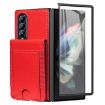 Samsung Galaxy Z Fold3 Red Leather Case with Card Holder & Tempered Film - 2