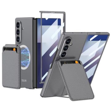 Samsung Galaxy Z Fold7 5G Grey Magnetic Folding Card Bag Phone Case - 1