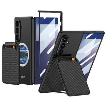 Samsung Galaxy Z Fold7 5G GKK Magnetic Card Bag Case (Carbon Fiber) - 1
