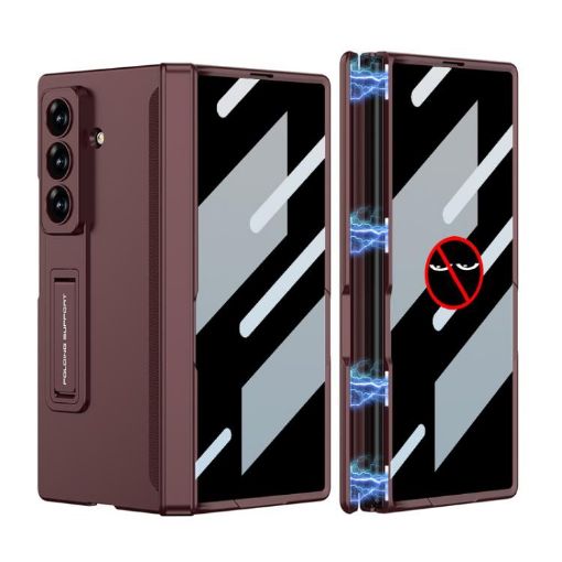 Samsung Galaxy Z Fold7 5G Wine Red Magnetic Privacy Case Full Cover - 1