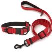 Red Pet Reflective Collar with Black Buckle & 1.8m Leash, Size S, Waterproof - 1