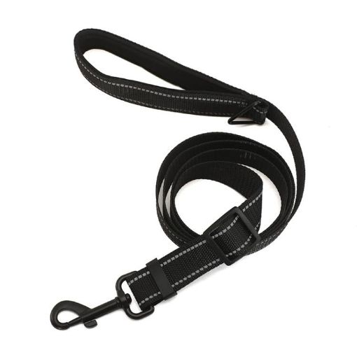 Reflective Black Nylon Pet Leash 1.8m, Size M - Durable & Safe - 1