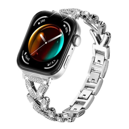 Huawei Watch Fit 4/Pro/3 20mm Diamond Metal Band Silver - 1
