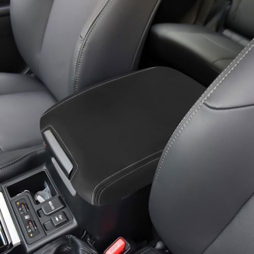 Toyota Prado 2010-2019 Armrest Box Leather Cover (Black Grey) - 1