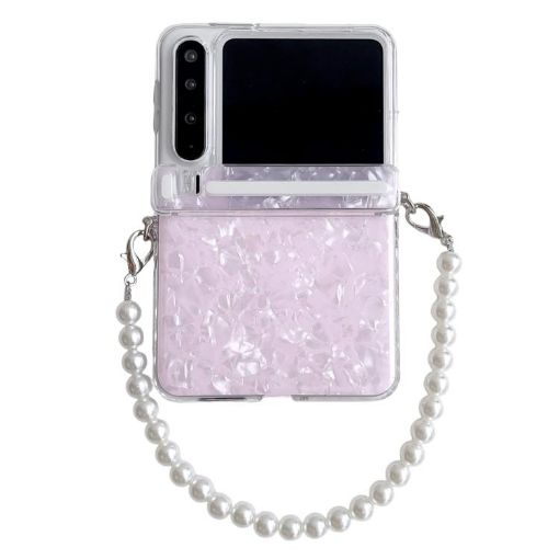 Huawei Pura X Pink Phone Case with Bracelet & Pearlescent Shell Texture - 1