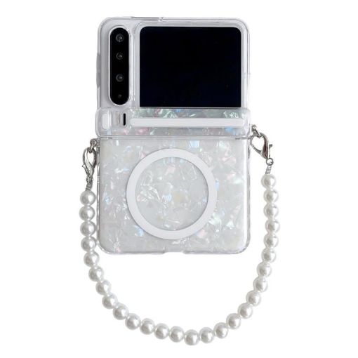 Huawei Pura X MagSafe Phone Case with Bracelet - Beige Pearlescent Shell - 1