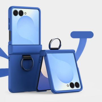Samsung Galaxy Z Flip7 5G Shockproof Case with Ring - Blue, 3 Parts PC - 1