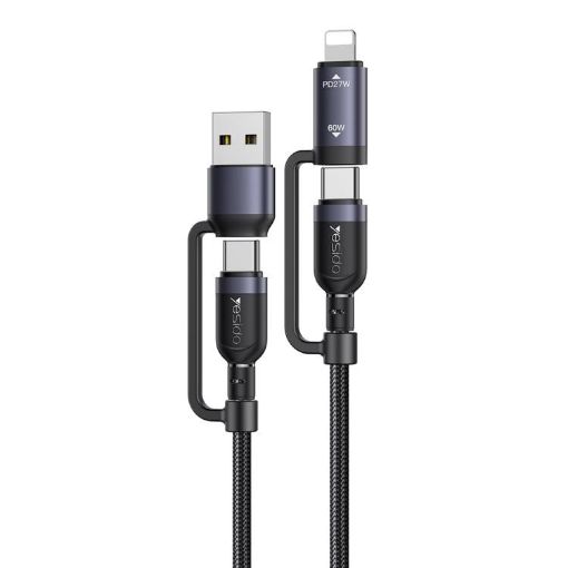 Yesido CA200 1.2m 60W USB/Type-C to Type-C/8 Pin Fast Charging Cable - 1