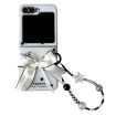 Samsung Galaxy Z Flip5 Case Glitter Dots Pattern with Bow Bracelet White - 1