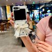 Samsung Galaxy Z Flip5 Case Glitter Dots Pattern with Bow Bracelet White - 2