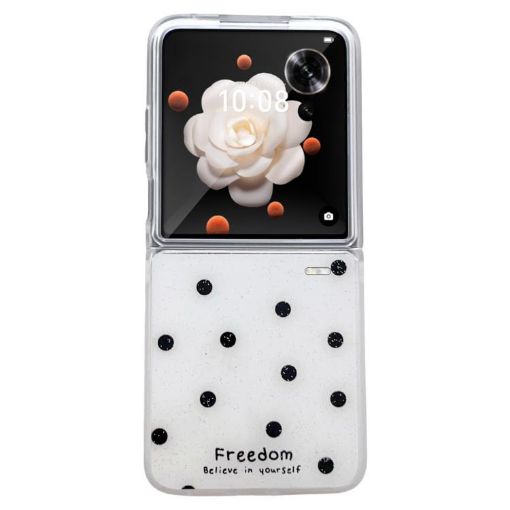 For Honor Magic V Flip Glitter Powder Dots Phone Case - White - 1