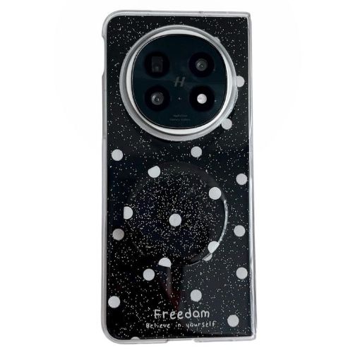 OPPO Find N5 Phone Case Black - Glitter Dots Pattern with Holder - 1