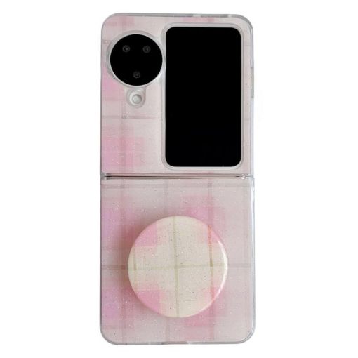 OPPO Find N2 Flip Pink Glitter Dots Phone Case with Holder - 1
