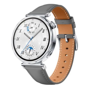 Huawei Watch GT 5 41mm Grey Leather Band with Silver Buckle - 1