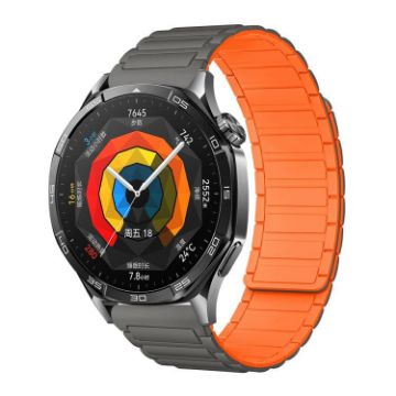 22mm Grey Orange Tri-beads Magnetic Silicone Watch Band - 1