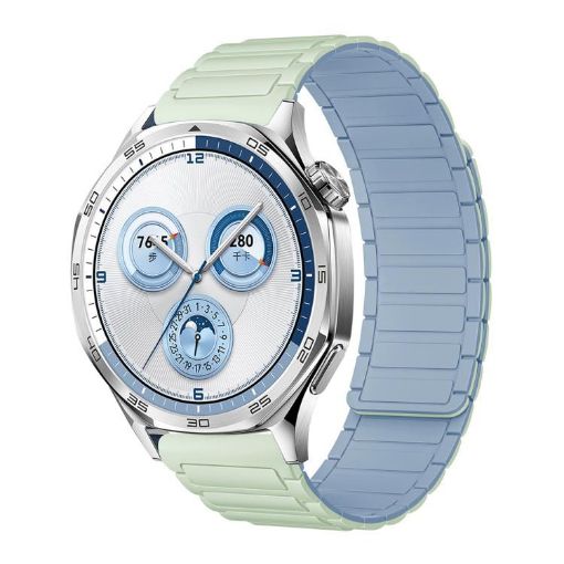 22mm Tri-beads Magnetic Silicone Watch Band - Light Mint Fog Blue - 1