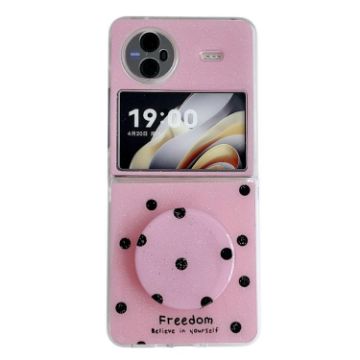 Vivo X Flip Rose Red Glitter Dots Phone Case with Holder - 1