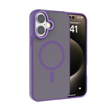 iPhone 17 Kalebol Metal Lens Frame MagSafe Frosted Case Dark Purple - 1
