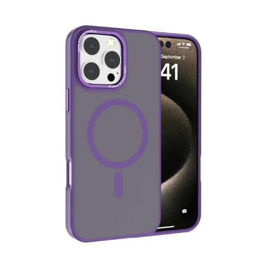 iPhone 16 Pro Max Dark Purple MagSafe Case with Metal Lens Frame - 1