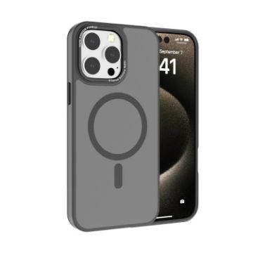 iPhone 15 Pro Max Kalebol Metal Lens Frame MagSafe Case Grey - 1