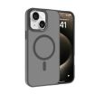 iPhone 15 Kalebol Metal Lens Frame MagSafe Frosted PC Case Grey - 1