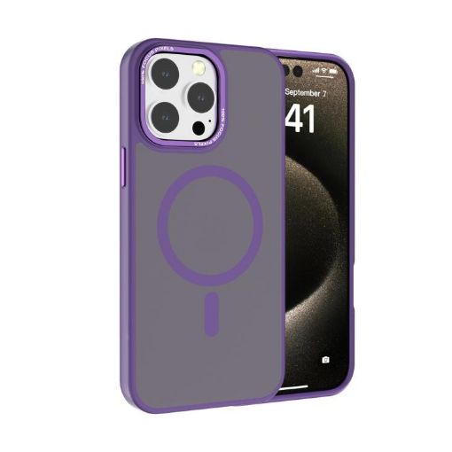 iPhone 13 Pro Max Dark Purple MagSafe Metal Lens Frame Case - 1