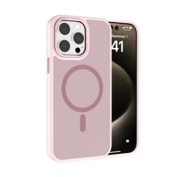 iPhone 13 Pro Kalebol Metal Lens Frame MagSafe Frosted PC Case Pink - 1