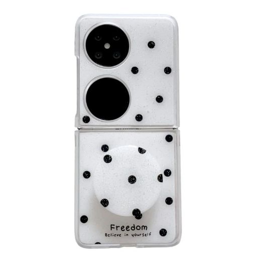 Huawei Pocket 2 Phone Case with Holder - Glitter Powder Dots, White - 1