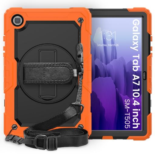 Shockproof Case for Samsung Galaxy Tab A7 2020 with Holder & Straps - Orange - 1