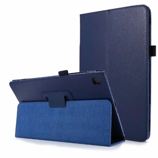 Samsung Galaxy Tab A7 10.4 (2020) Dark Blue Leather Flip Case - 1