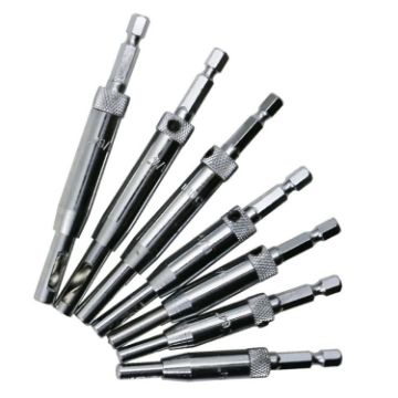 7 PCS Self Centering Hinge Drill Bit Set for Woodworking (5/64-1/4 in) - 1