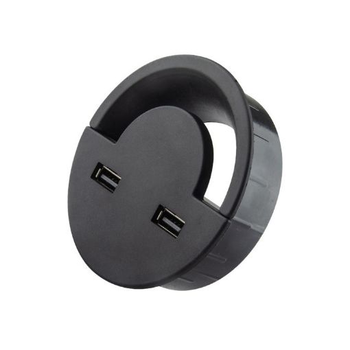 60mm Desktop Outlet USB Cable Wire Hole Cover Round Holder Winder - 1