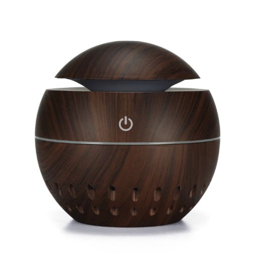 Wood Grain USB Humidifier & Aromatherapy Lamp with Remote (Dark Brown) - 1