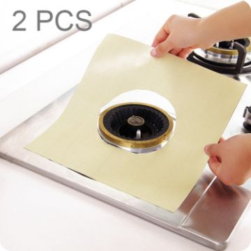 Ultra-thin Fibre Gas Furnace Stovetop Cleaning Pads, 27x27cm, Beige, 2PCS - 1