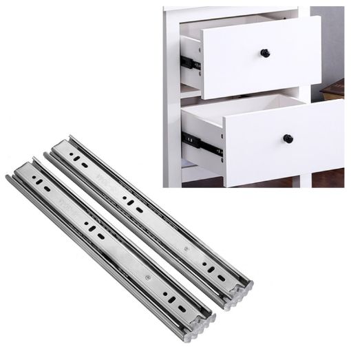 12" Mute Stainless Steel 3-Section Sliding Drawer Slides Rail 30cm - 1
