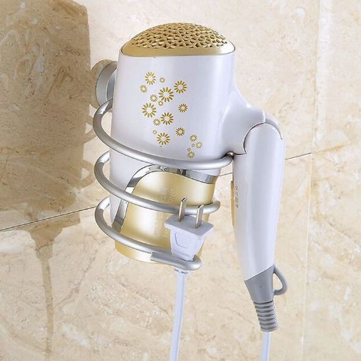 Wall Mount Hair Dryer Holder Rack Organizer Hook Spiral Bathroom Bracket - 1