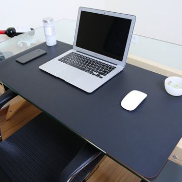 Multifunction PU Leather Mouse & Keyboard Pad, 80x40cm Desk Mat (Black) - 1