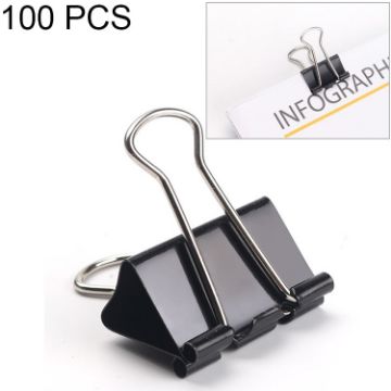 19mm Black Metal Paper Clips 100PCS for Office Notes and Letters - 1