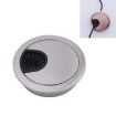 80mm Zinc Alloy Desk Threading Box Hole Cover - Brushed Steel Finish - 1