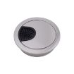 80mm Zinc Alloy Desk Threading Box Hole Cover - Brushed Steel Finish - 2