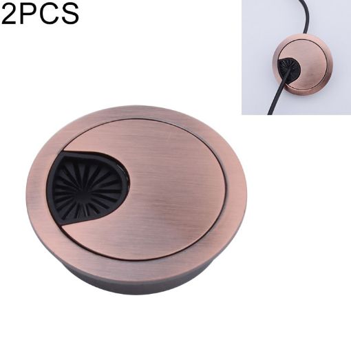 2 PCS Zinc Alloy Desk Hole Cover, 50mm Diameter, Red Bronze Finish - 1