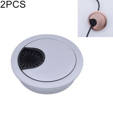 2 PCS Zinc Alloy Desk Hole Cover, 50mm Diameter, Matte Silver - 1
