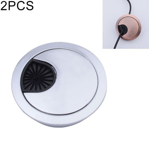2 PCS Zinc Alloy Desk Hole Cover, 50mm Diameter, Bright Gold Finish - 1