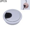 2 PCS Zinc Alloy Desk Hole Cover, 60mm Diameter, Matte Silver - 1