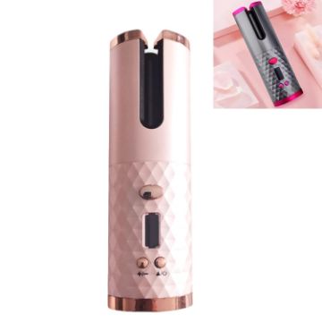 Portable Mini Wireless Hair Curler with LCD Display - USB Charging (Pink) - 1