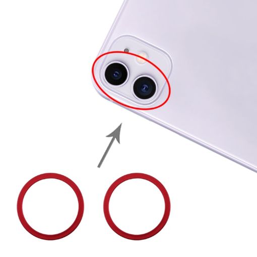 iPhone 11 Rear Camera Lens Protector Ring 2 PCS - Red - 1