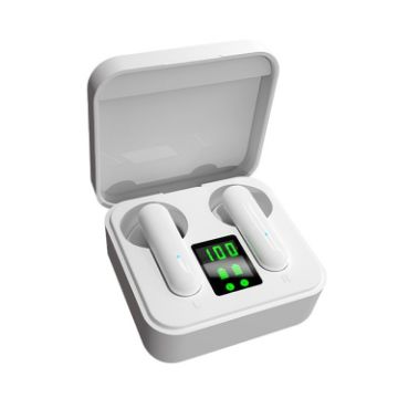 ETE-16 TWS Semi-In-Ear Bluetooth Earphones with Digital Display - White - 1