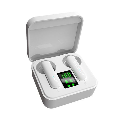 ETE-16 TWS Semi-In-Ear Bluetooth Earphones with Digital Display - White - 1